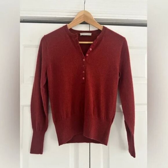 Everlane The Cashmere Henley Slim, Carmine (S) - Picture 9 of 10